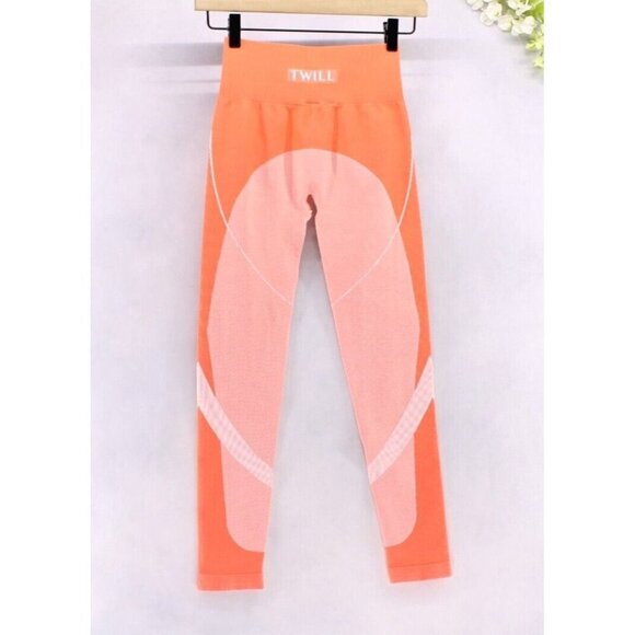 Twill Active Women's Recycled Colour Block Body Fit Legging Coral Sz M - Picture 4 of 8